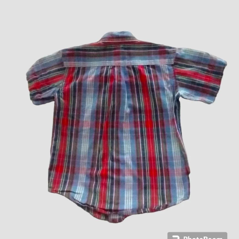 RALPH LAUREN red plaid button down polo shirt~boy's size 4~short‎ sleeves~